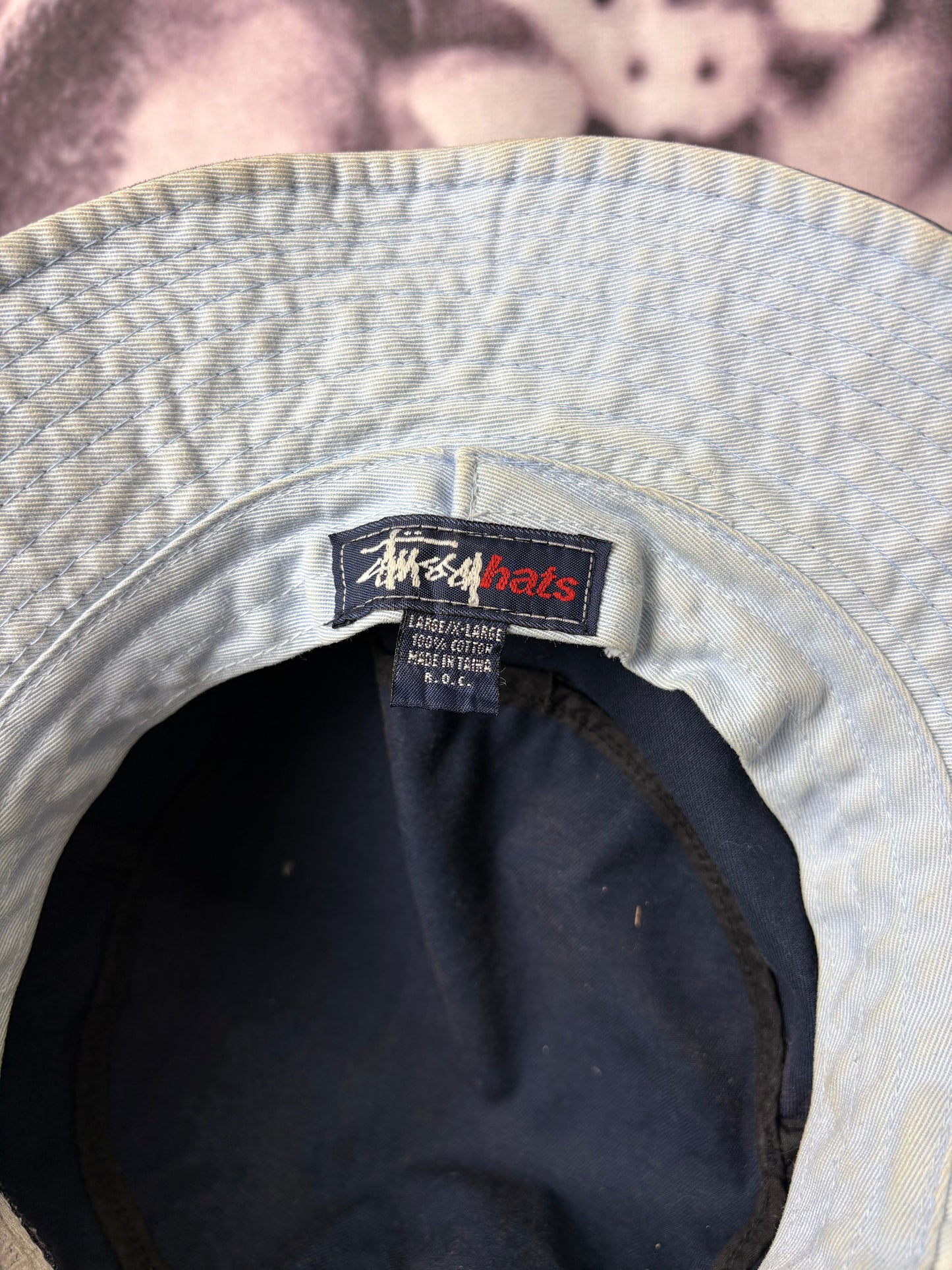 Vintage Stussy 90s Navy Embroidered Bucket Hat