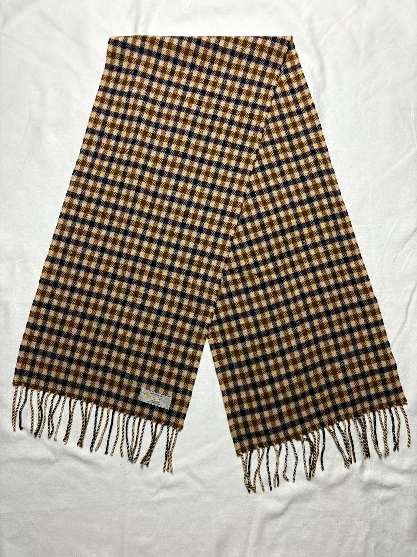 Vintage Aquascutum Classic Check Lana Wool Scarf | 12x52'