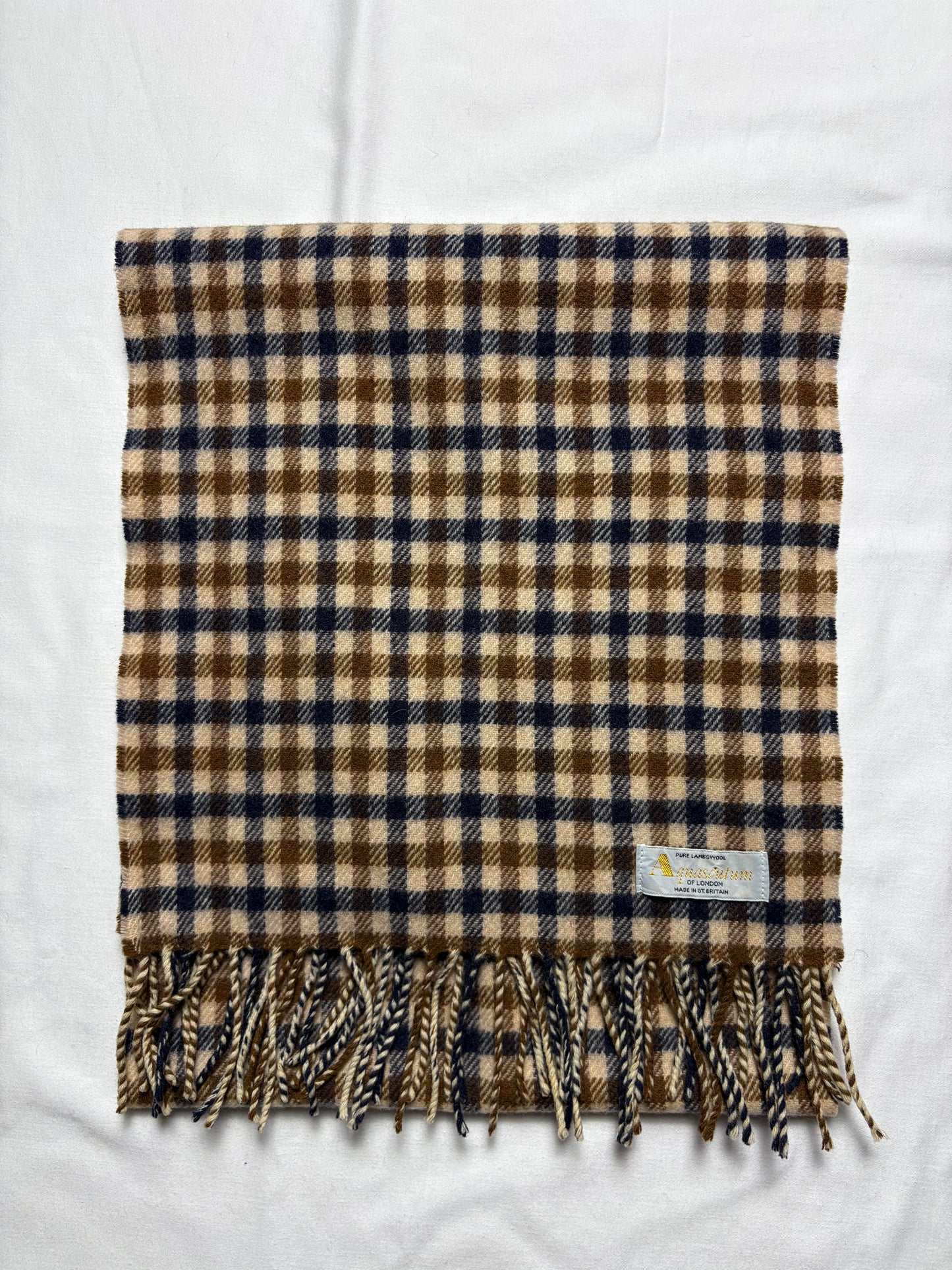 Vintage Aquascutum Classic Check Lana Wool Scarf | 12x52'