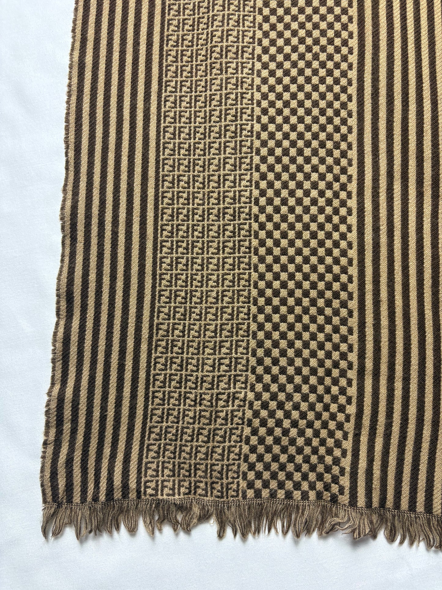 Vintage Fendi Monogram Lana Wool Scarf | 16x60'