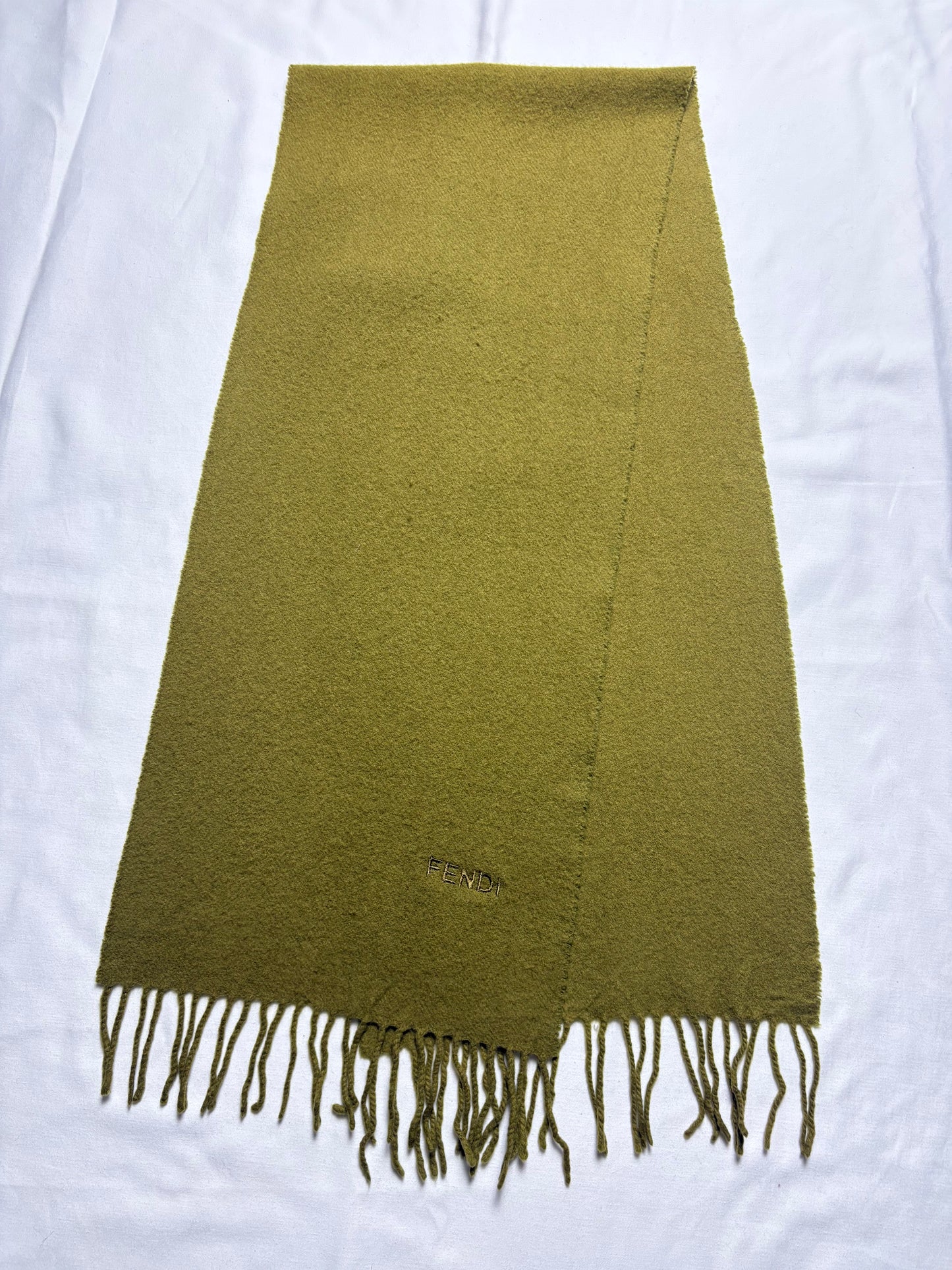 Vintage Fendi Green Lana Wool Scarf | 12x52'