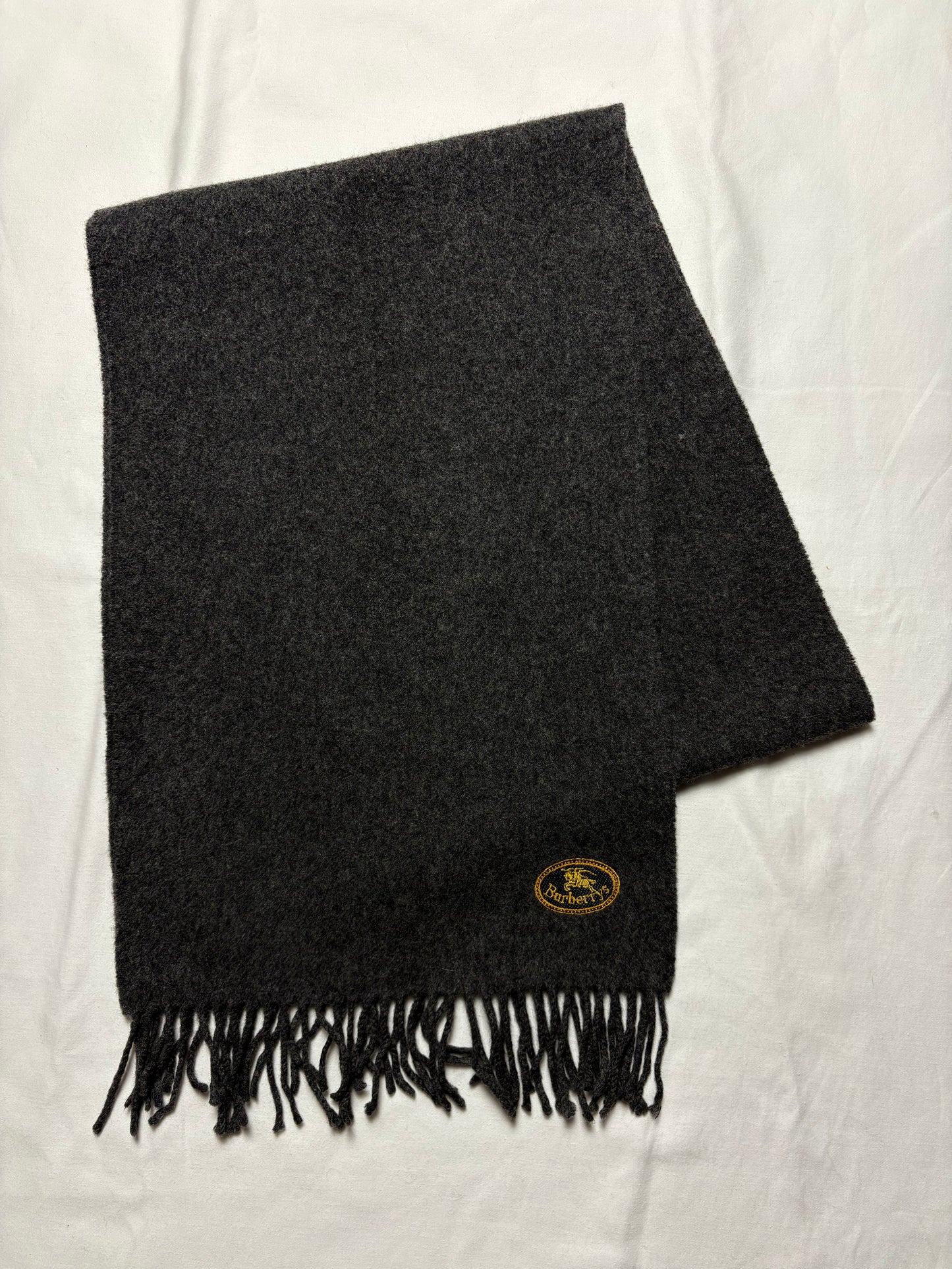 Vintage Burberry Grey Lambs Wool Scarf | 12x72'