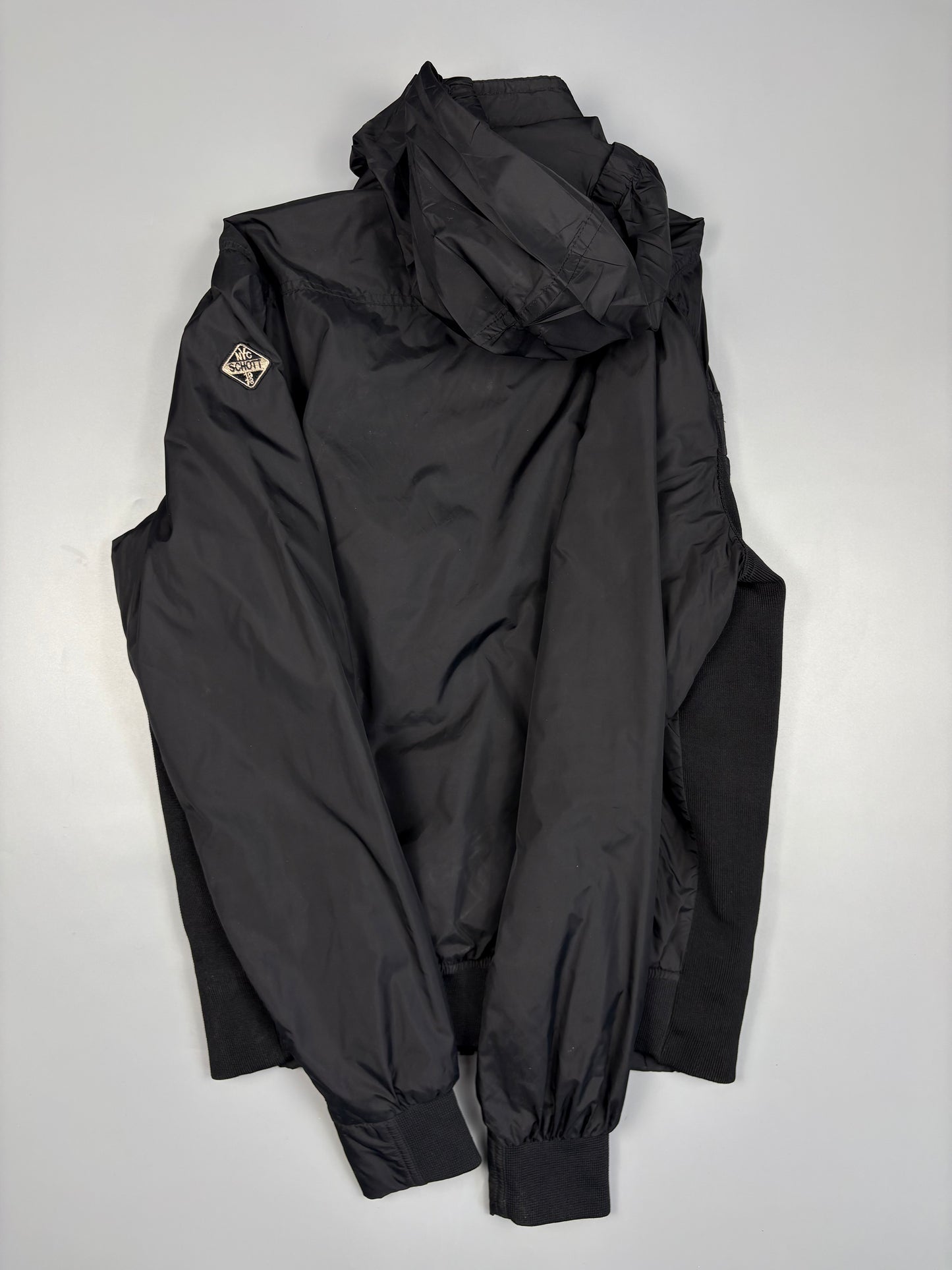 1990s Schott NYC Black Technical Zip Up Jacket