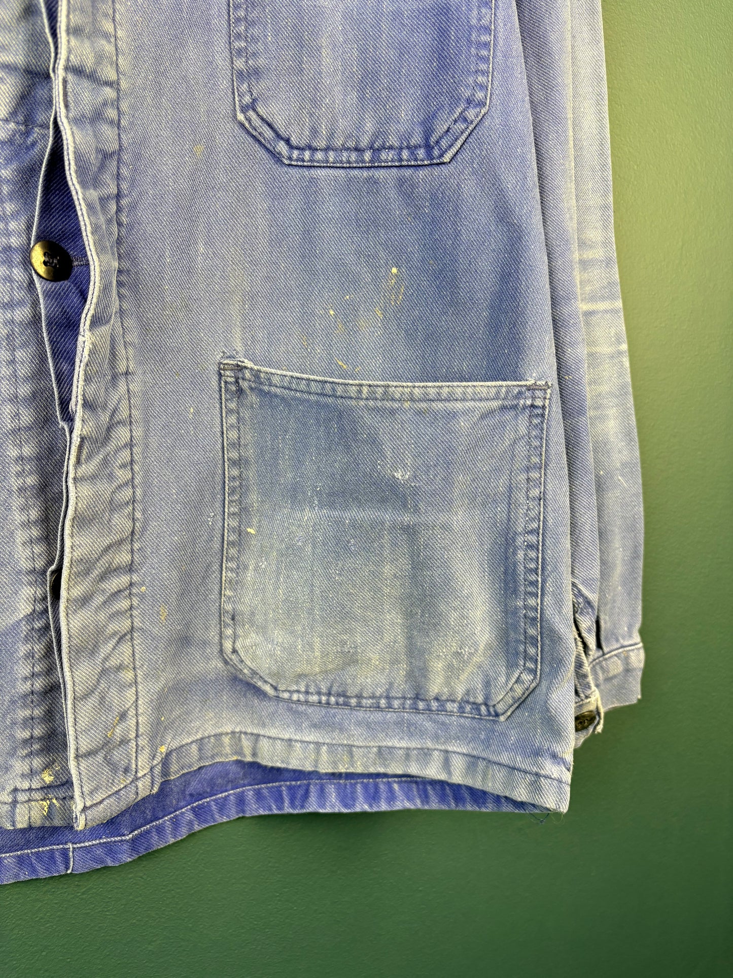 True Vintage 1960s Faded Herringbone French Chore Jacket (M)