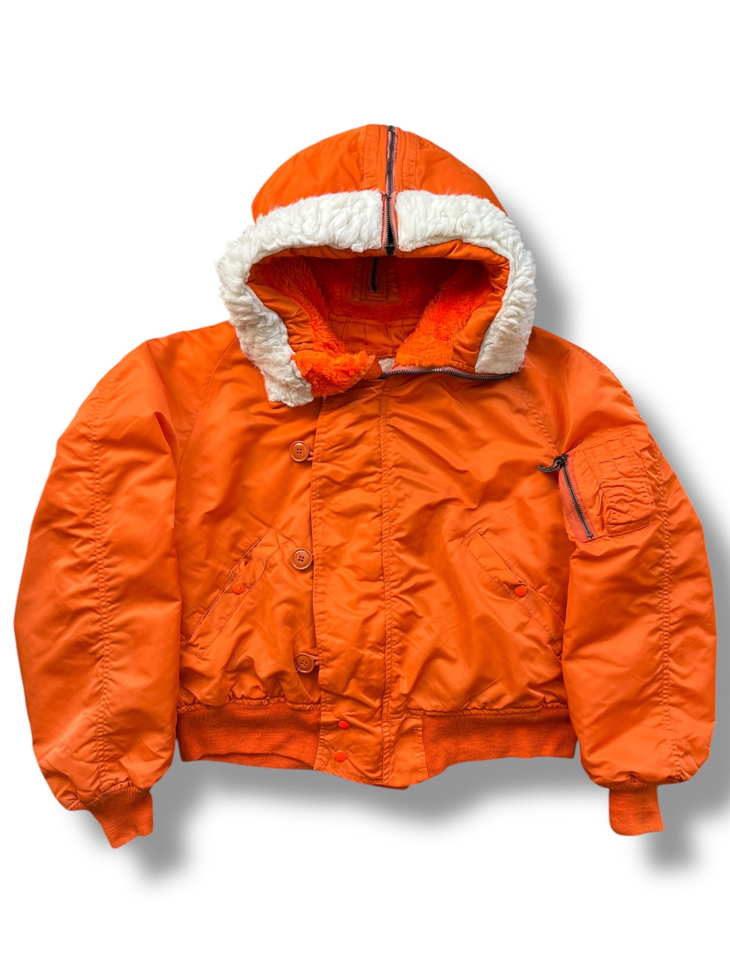 Vintage Avirex 90s Orange Fur Lined Bomber Jacket
