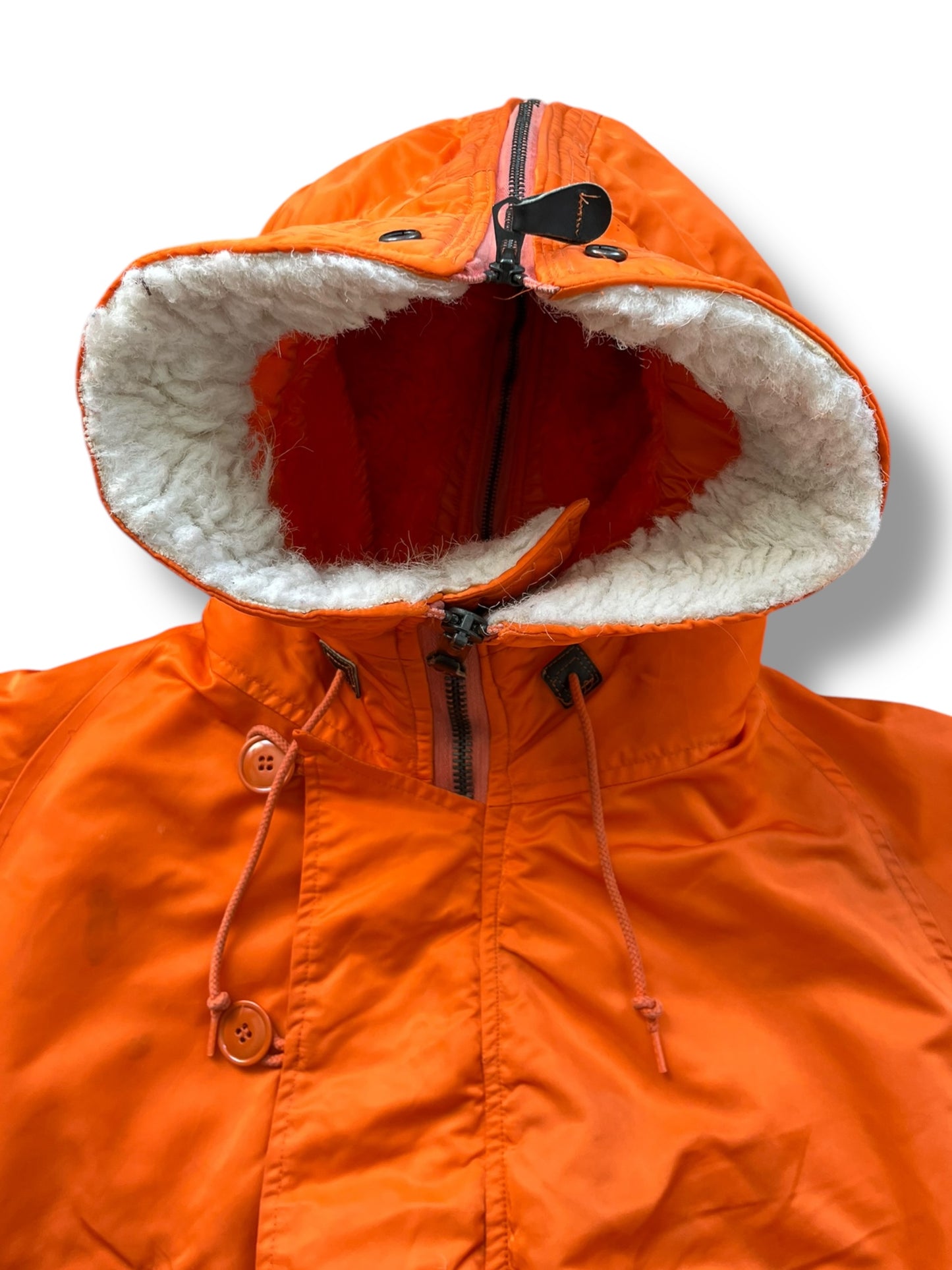 Vintage Avirex 90s Orange Fur Lined Bomber Jacket