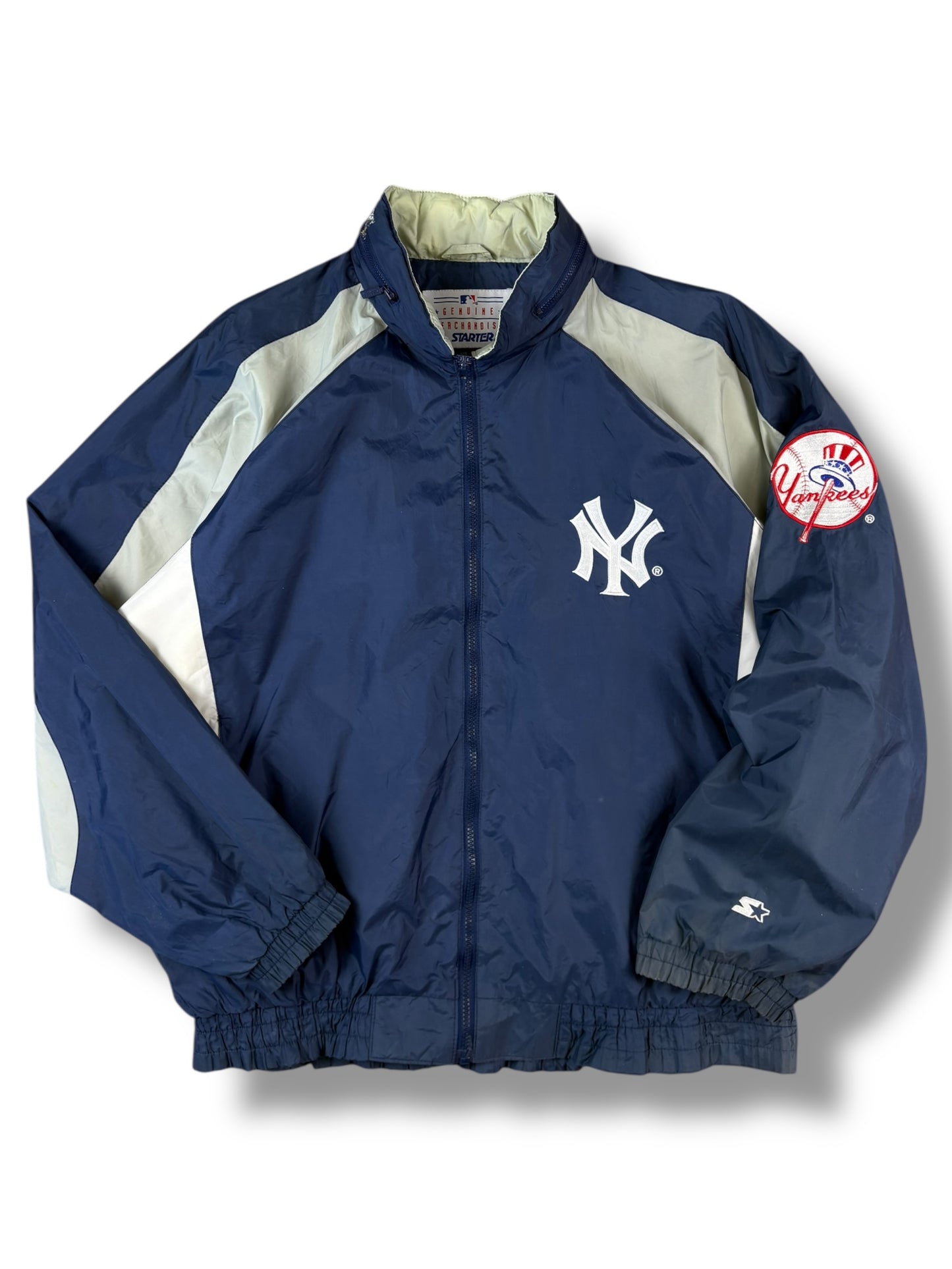 New York Yankees 2000s Navy + Cream Starter Jacket (L)