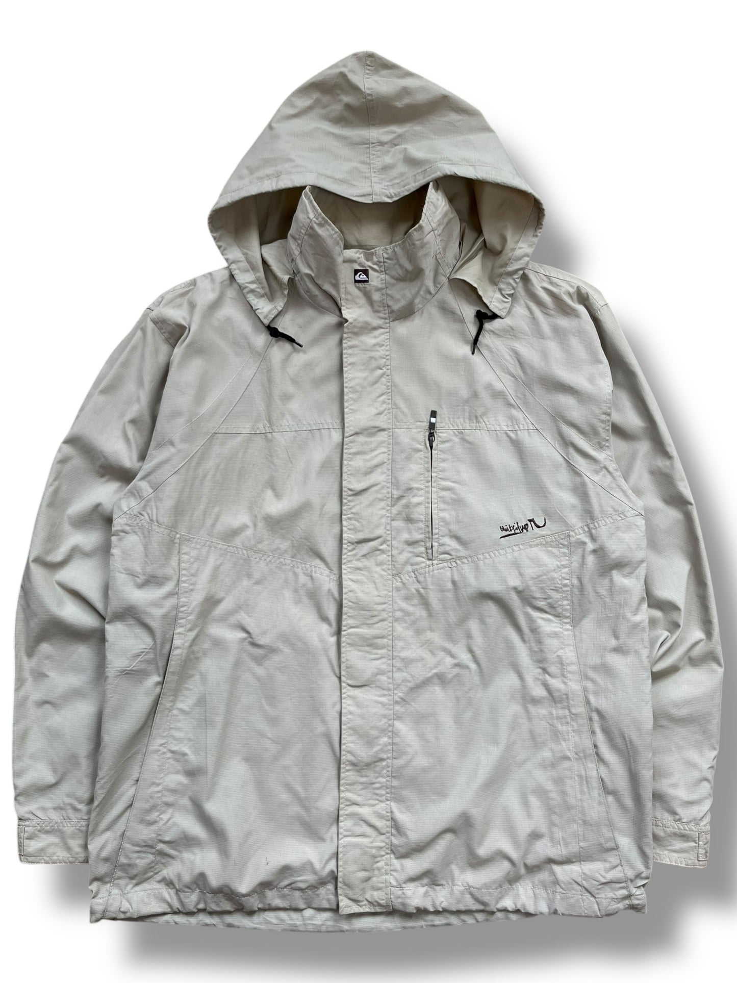 Vintage Quiksilver Surfwear Cream Embroidered Waterproof Jacket (XL)