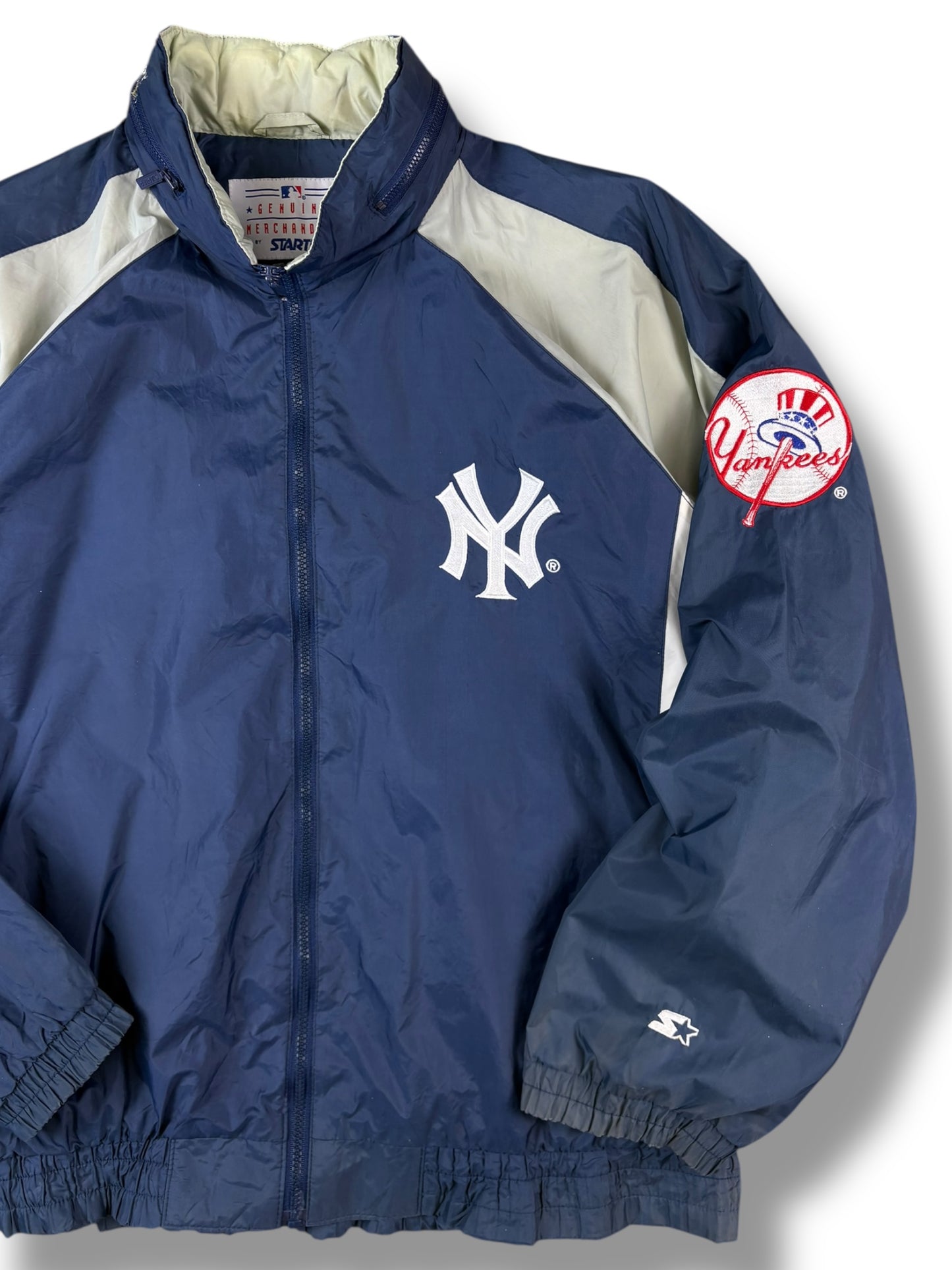 New York Yankees 2000s Navy + Cream Starter Jacket (L)