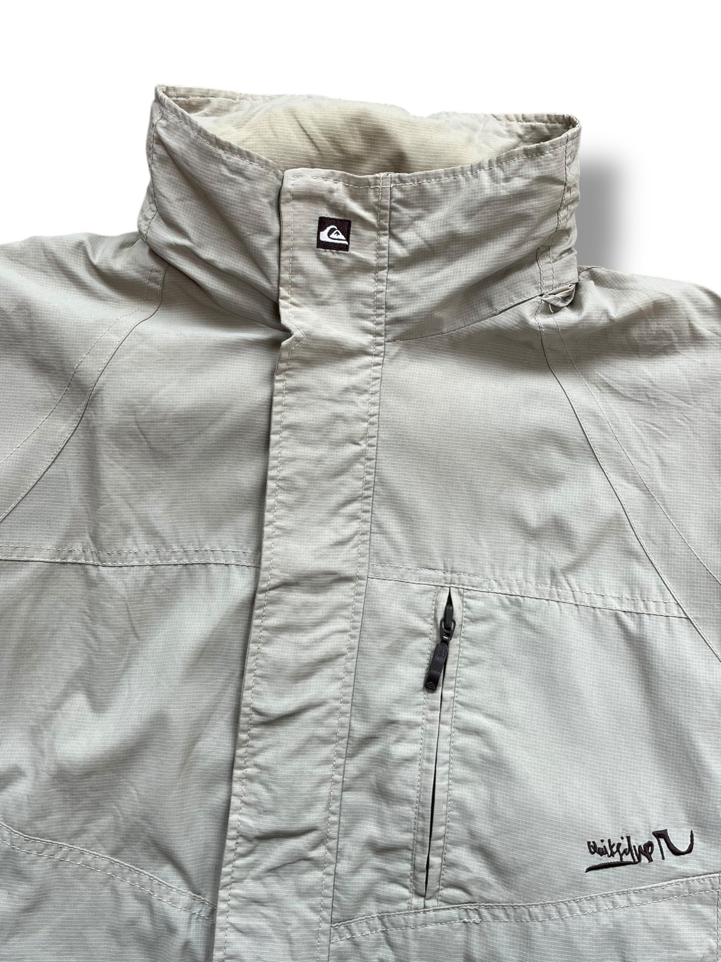 Vintage Quiksilver Surfwear Cream Embroidered Waterproof Jacket (XL)
