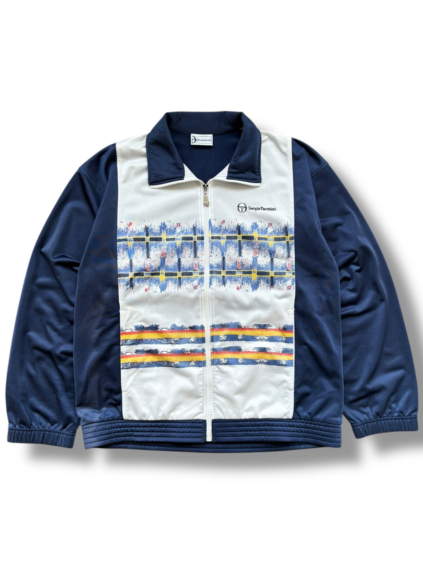 Sergio Tacchini 90s Navy Blue Track Jacket (L)