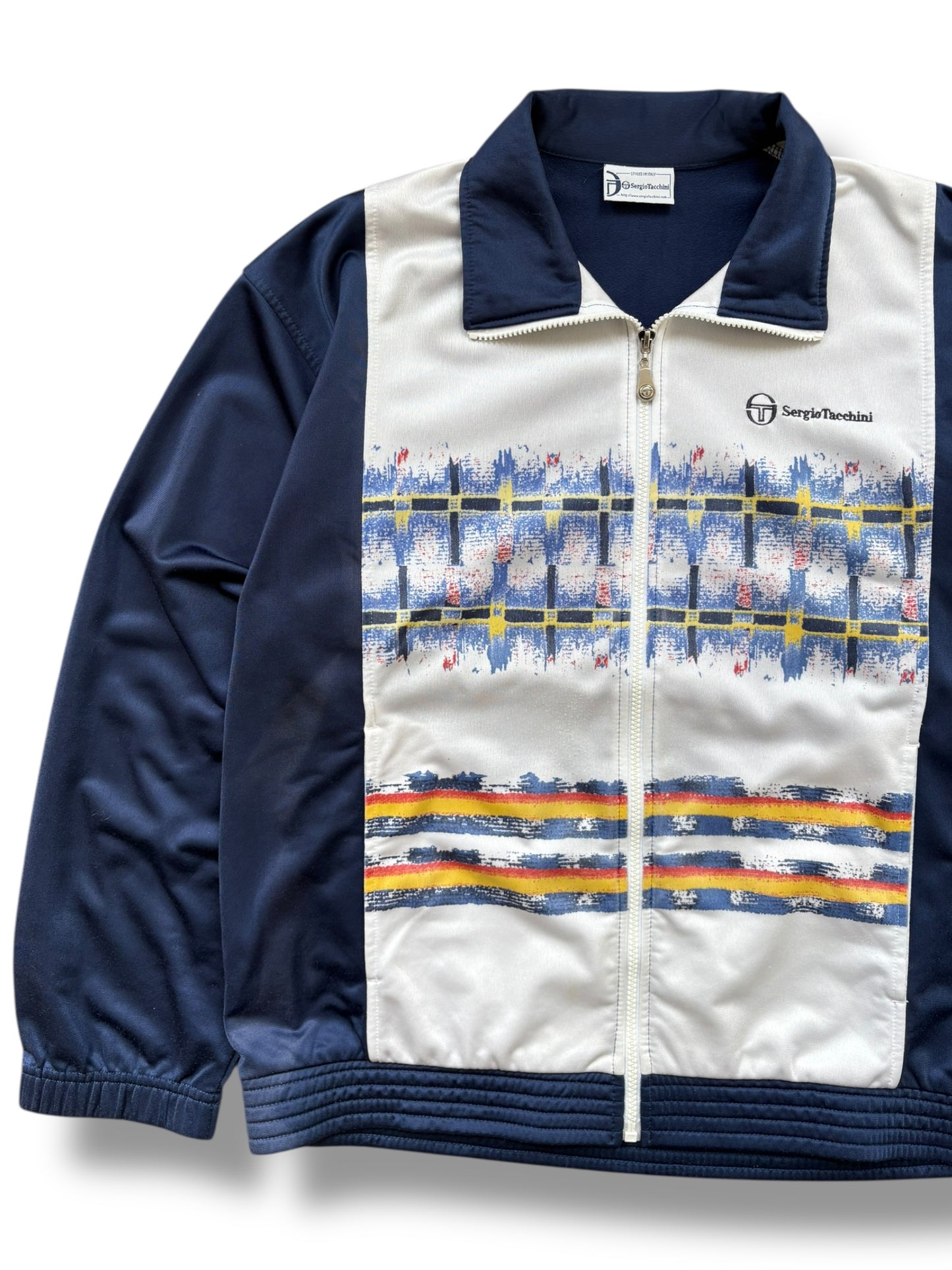 Sergio Tacchini 90s Navy Blue Track Jacket (L)