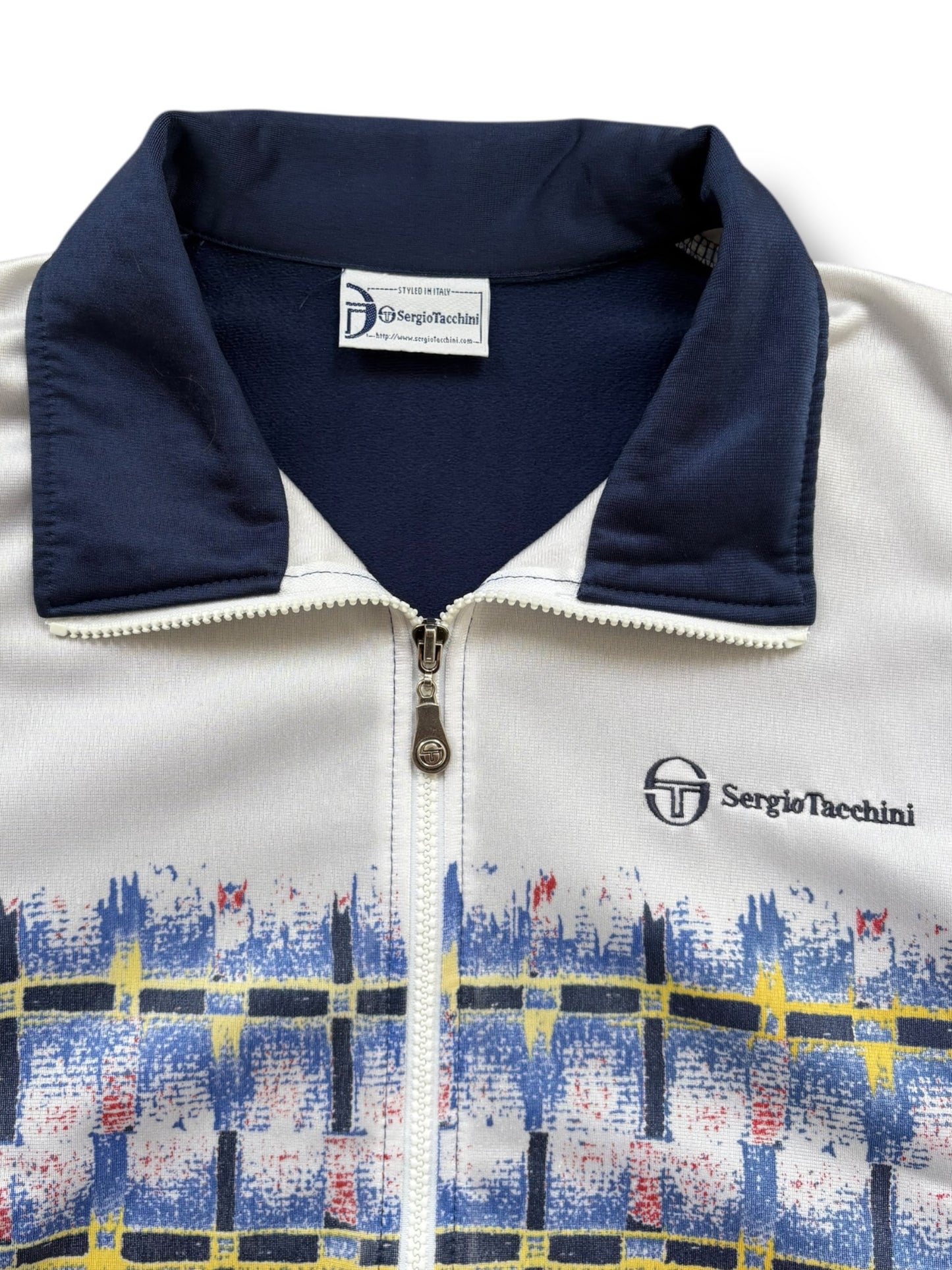 Sergio Tacchini 90s Navy Blue Track Jacket (L)