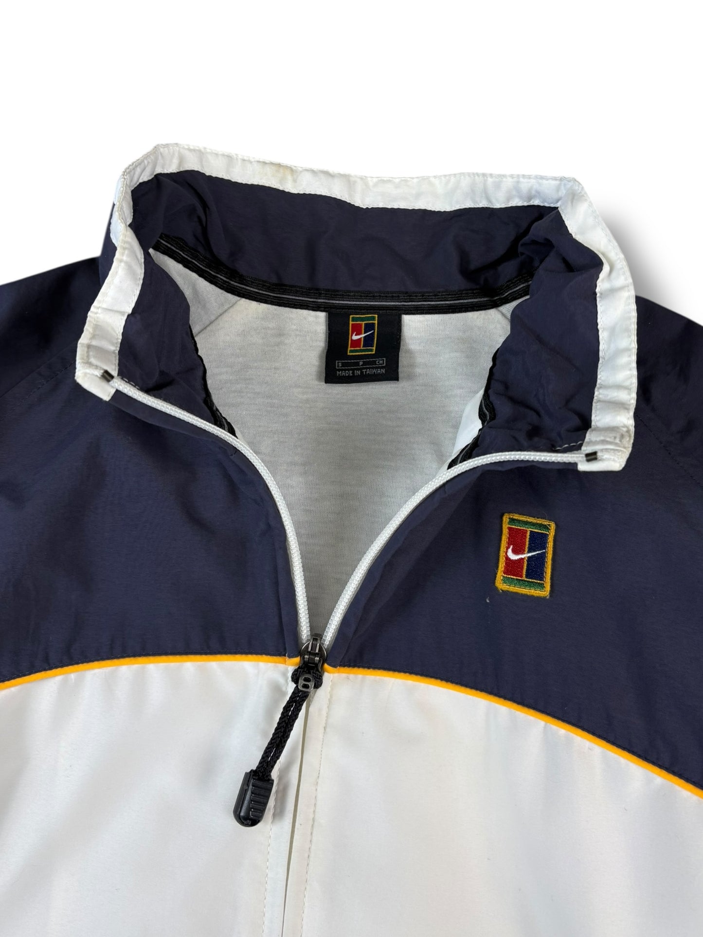 Nike Court 2000s White + Navy Tennis Track Jacket (S)
