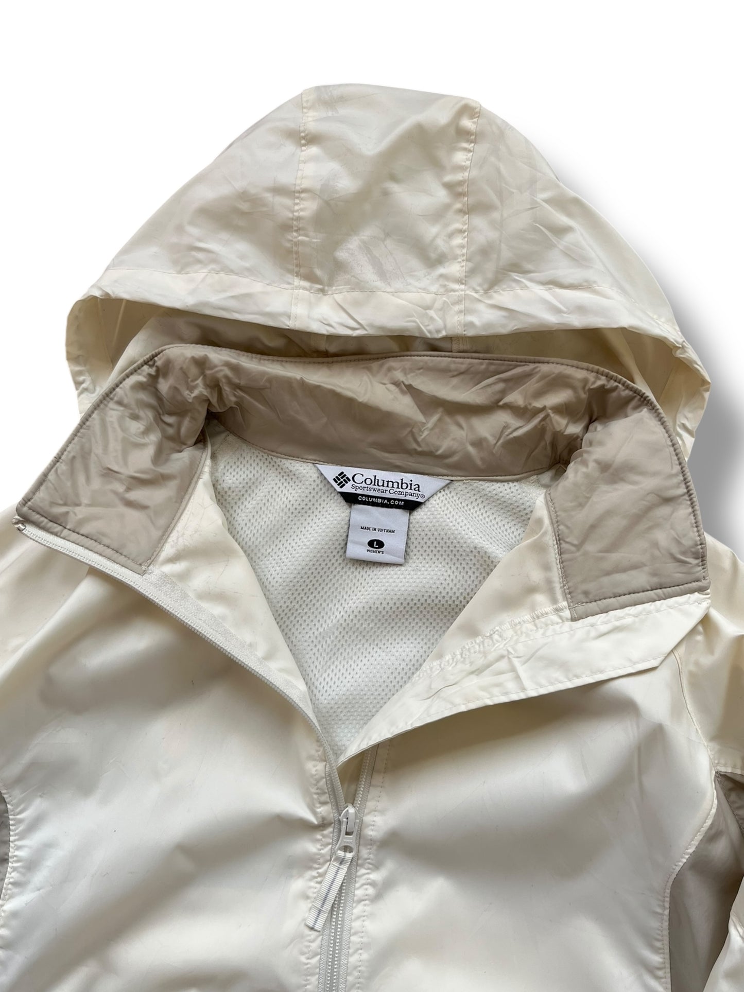 Columbia Sportswear Packable Cream / Beige Rain Jacket (women's L)