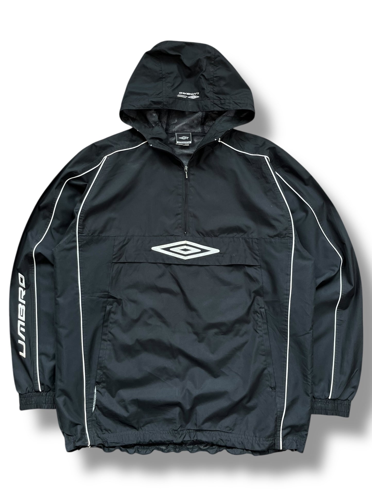 Vintage Umbro Black Piping Anorak Track Jacket (XL)