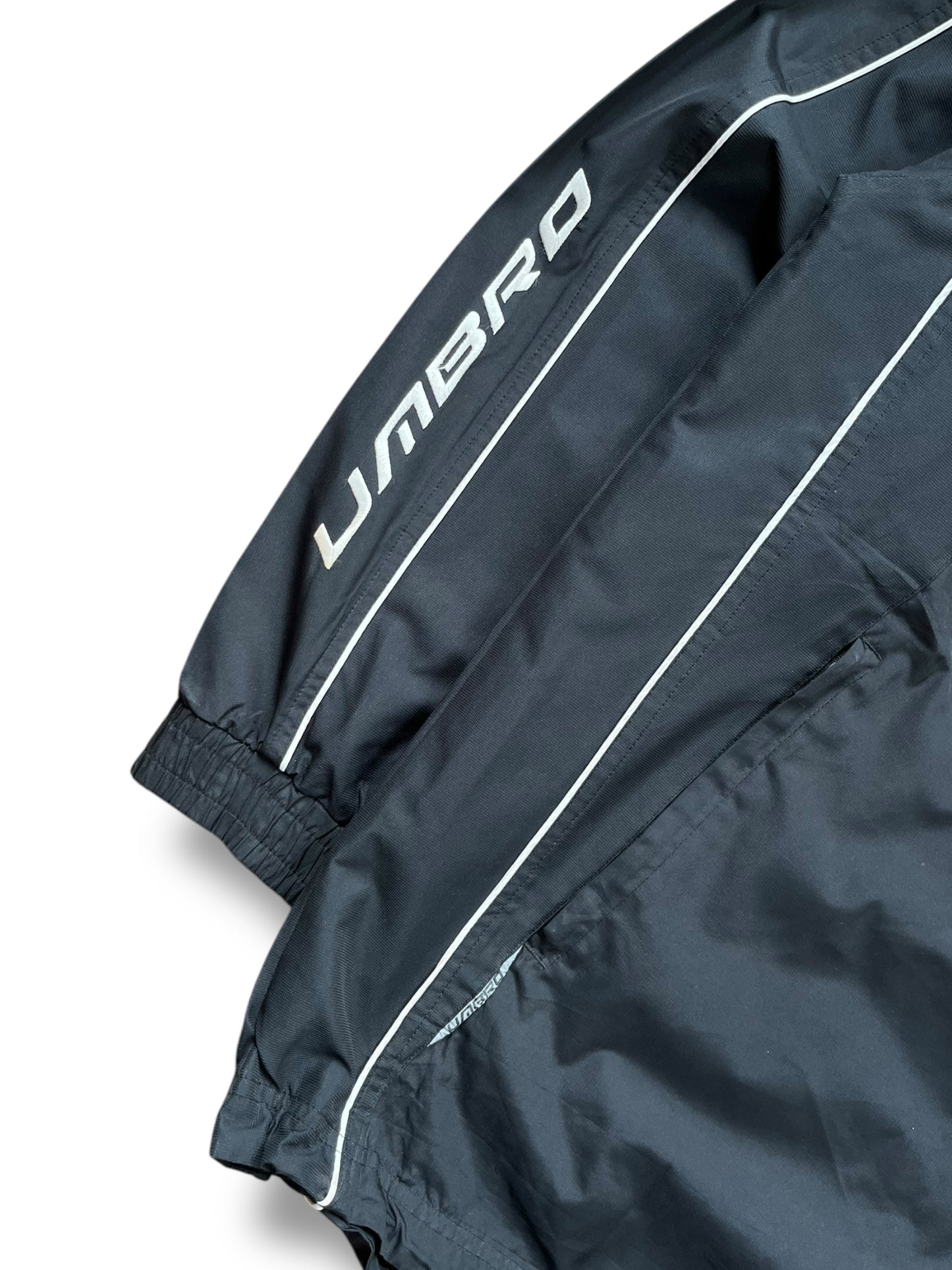 Vintage Umbro Black Piping Anorak Track Jacket (XL)