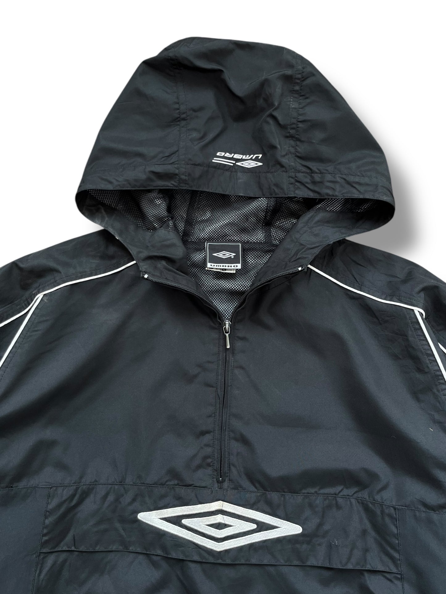 Vintage Umbro Black Piping Anorak Track Jacket (XL)