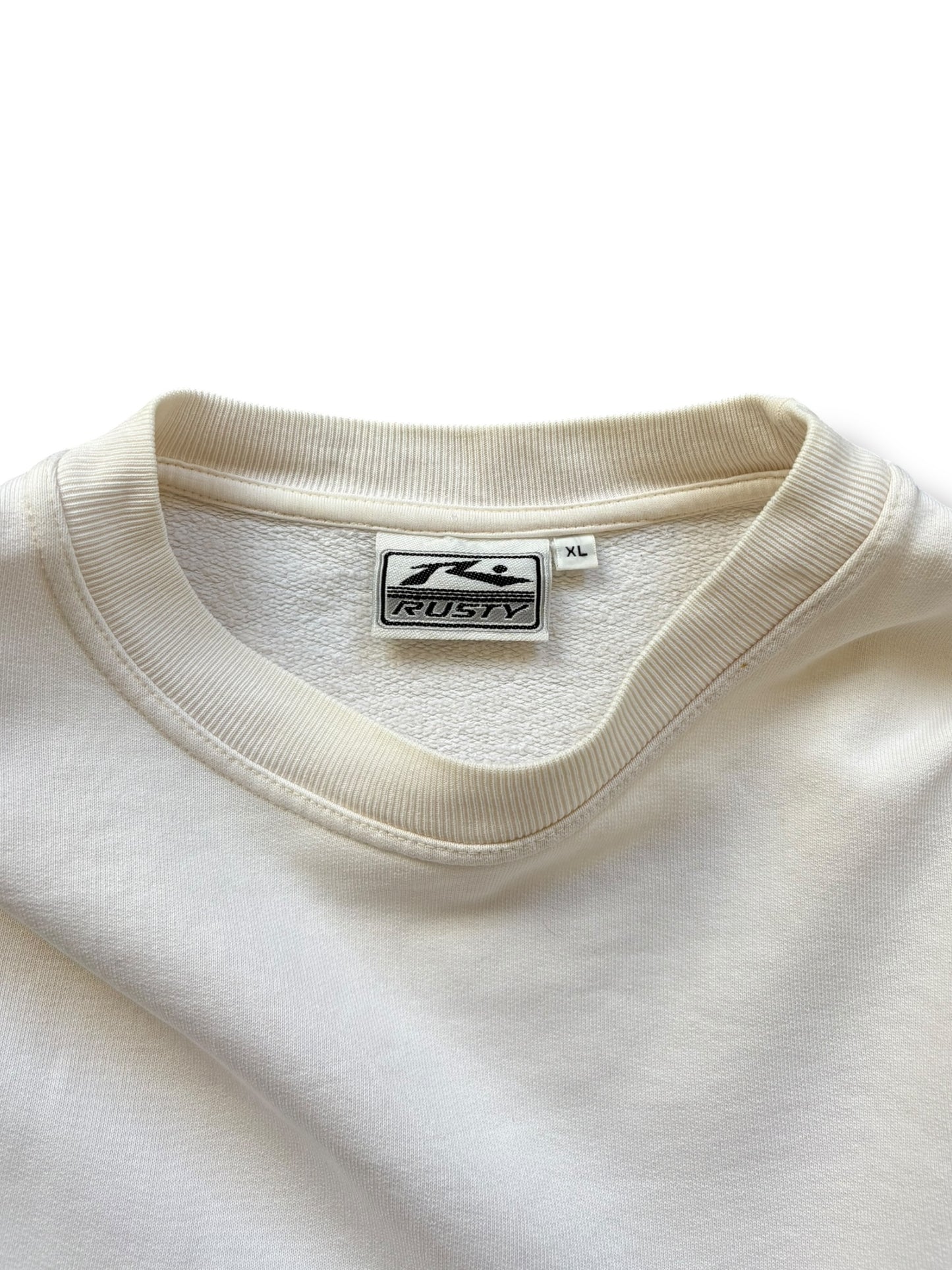 Rusty's Surfwear 2000s White Graphic Sweatshirt (XL)