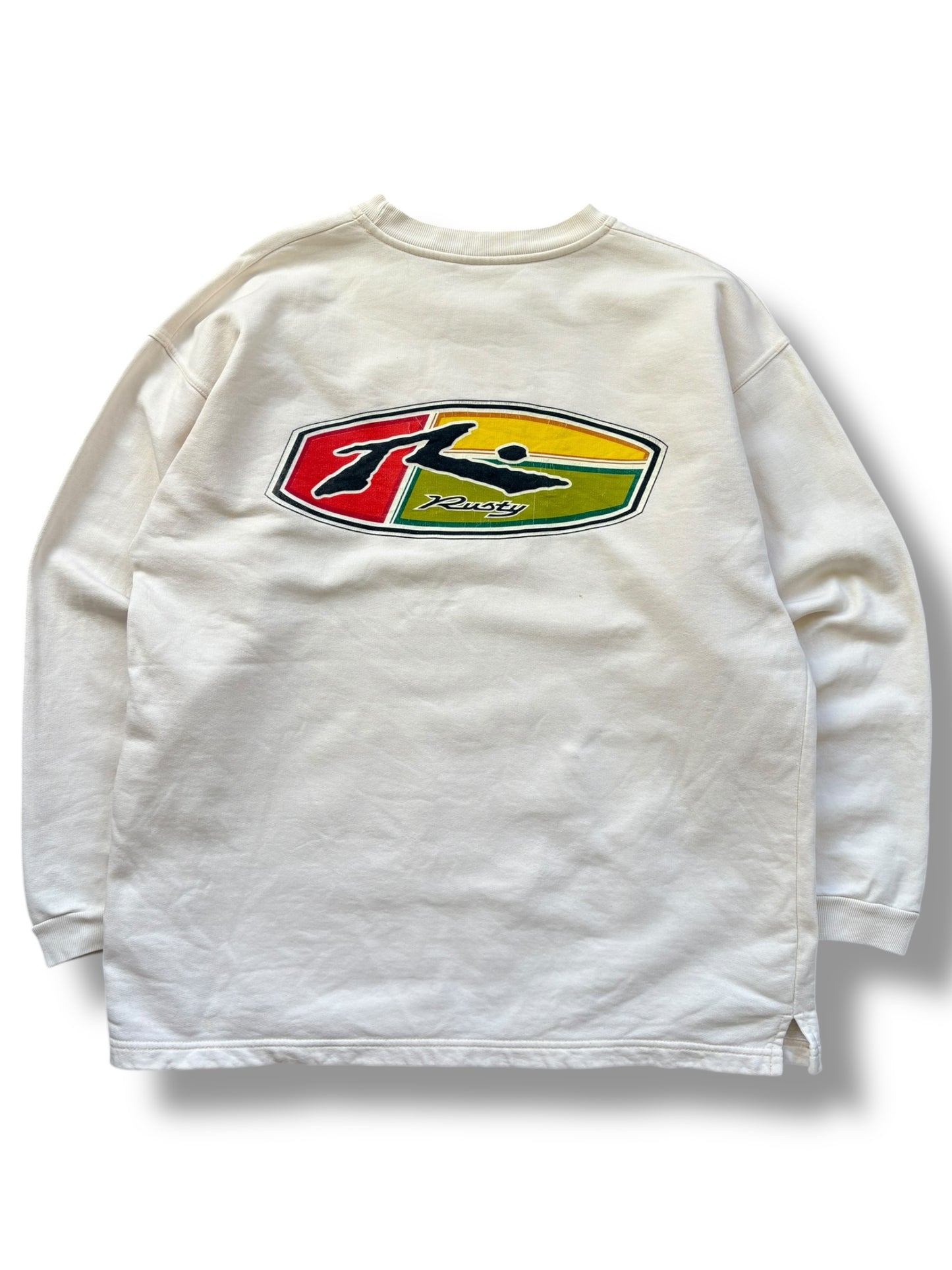 Rusty's Surfwear 2000s White Graphic Sweatshirt (XL)