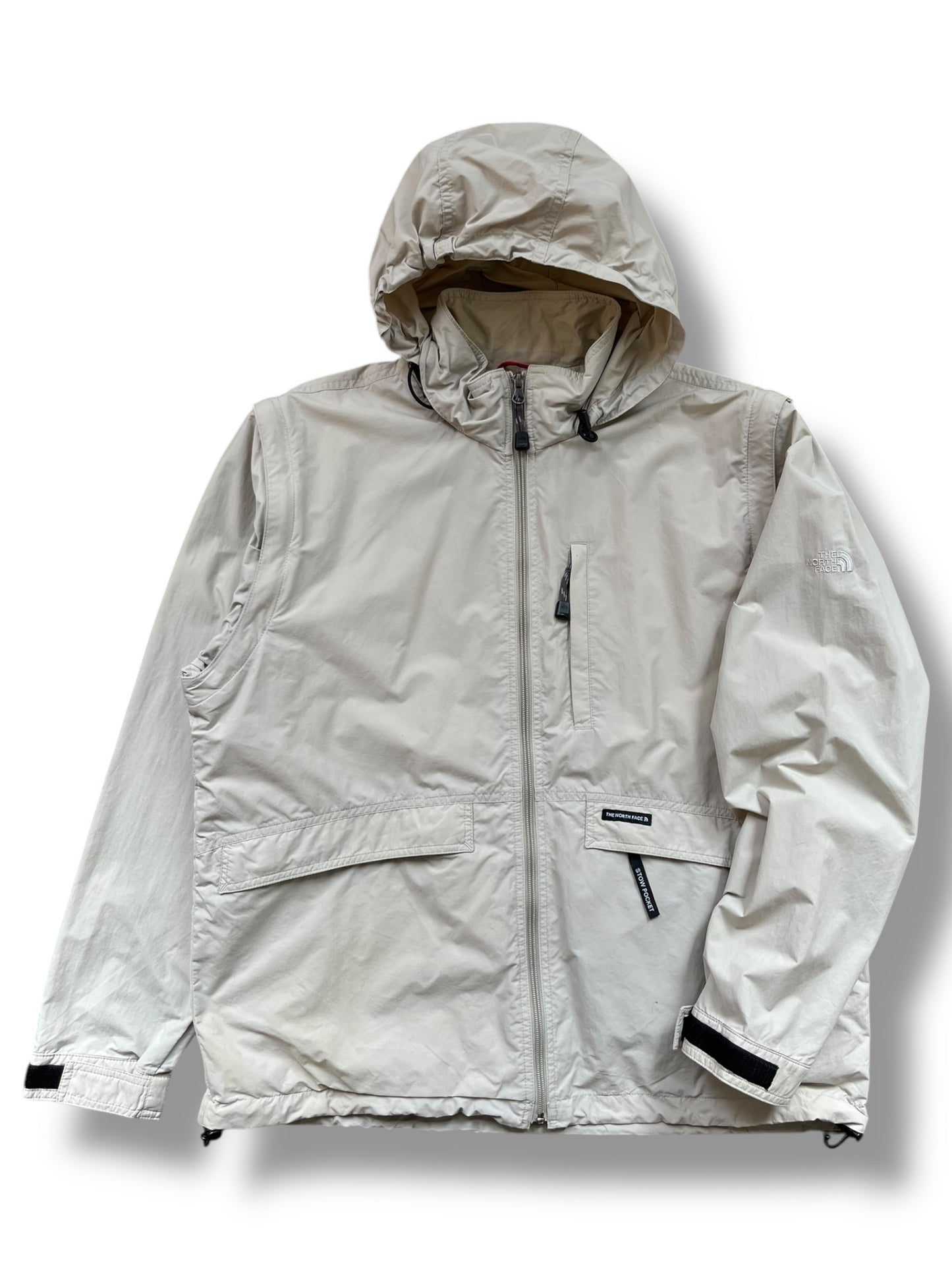 North Face 2000s Zip-off Sleeves Cream Waterproof Jacket (M)