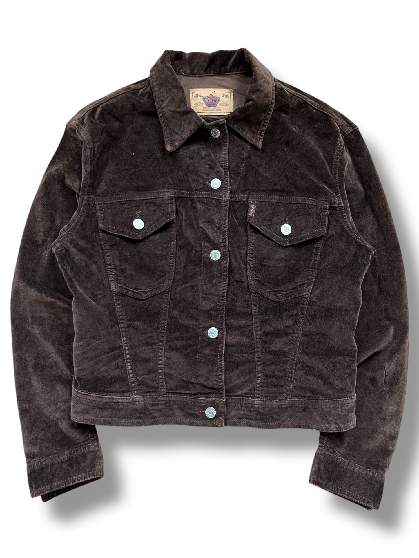 Vintage Chipie Dark Brown Velour Trucker Jacket (women's S)