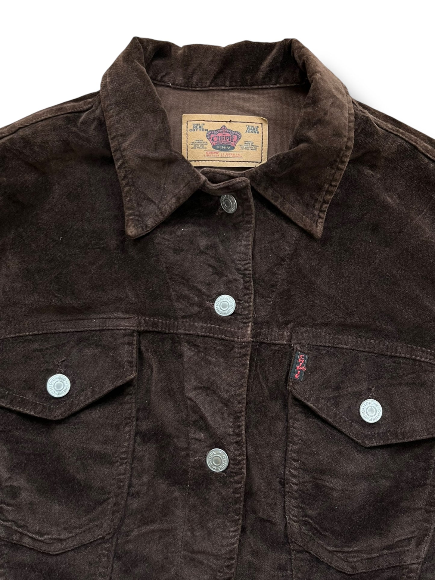 Vintage Chipie Dark Brown Velour Trucker Jacket (women's S)