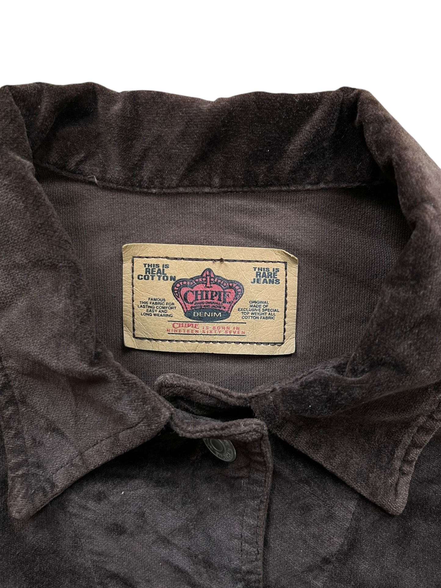 Vintage Chipie Dark Brown Velour Trucker Jacket (women's S)