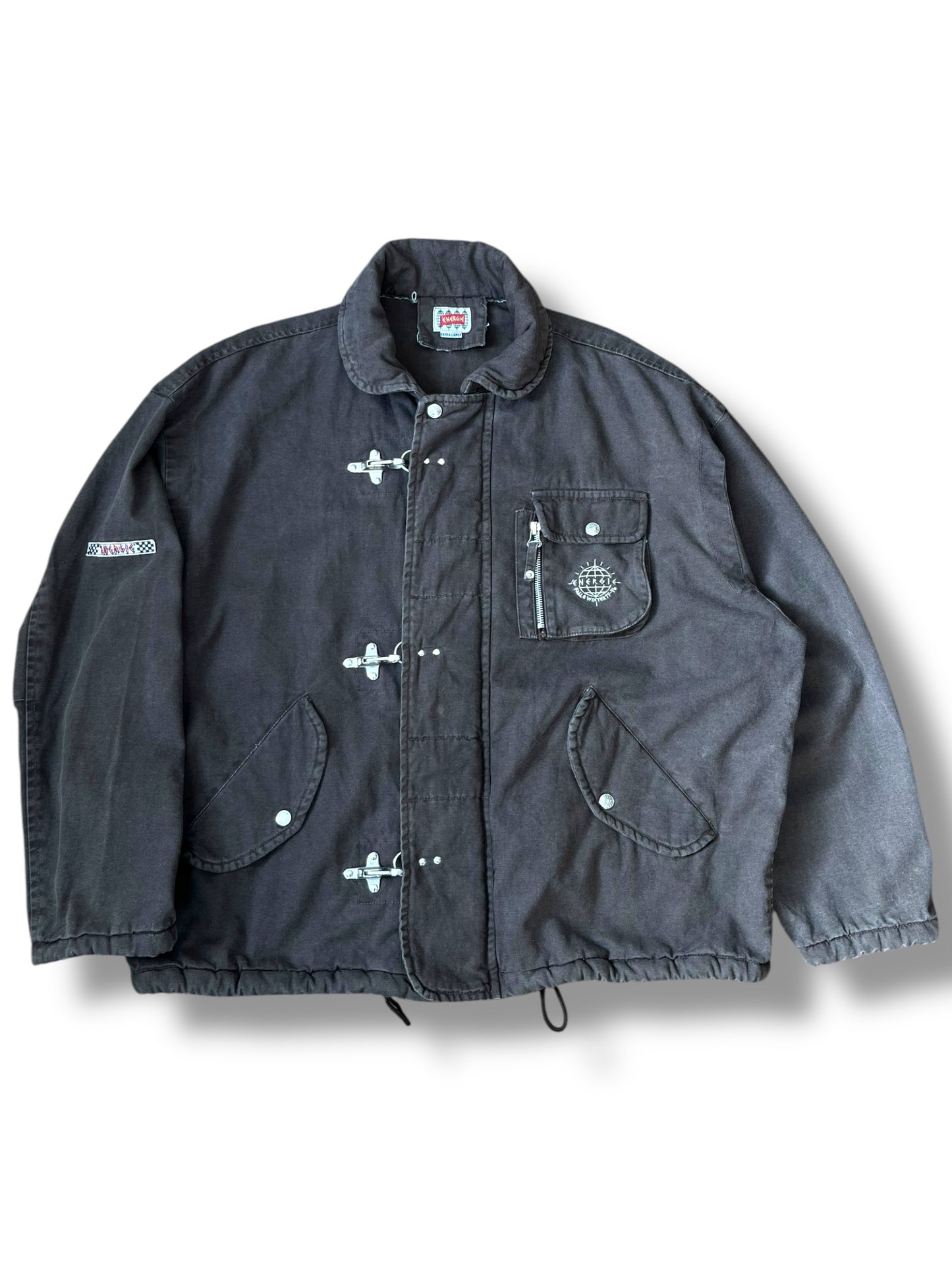 Vintage Energie 90s Chochlate Brown Metal Clasp Jacket (XL)