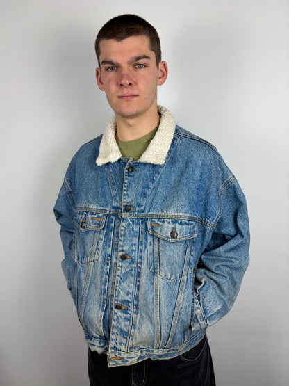 Vintage Diesel Sherpa Collar Denim Jacket (L)