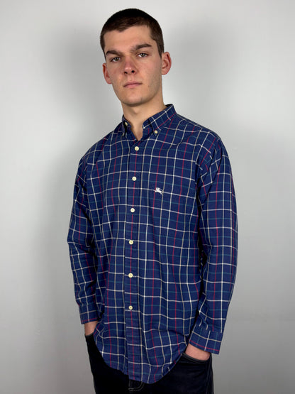 Vintage Burberry Classic Nova Check Navy Shirt (M)