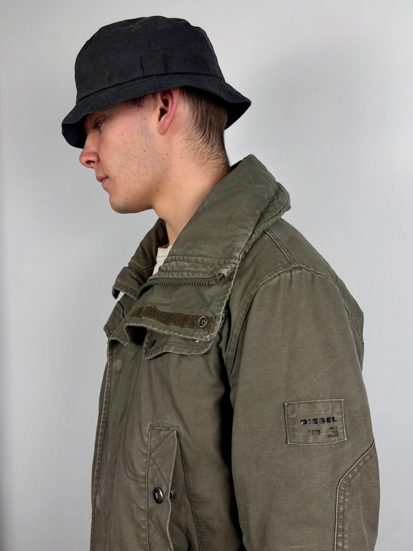 Vintage Diesel Industry Khaki Green Workwear Parka Jacket (L)