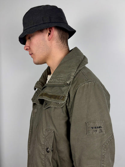Vintage Diesel Industry Khaki Green Workwear Parka Jacket (L)