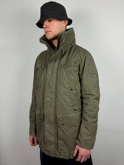 Vintage Diesel Industry Khaki Green Workwear Parka Jacket (L)