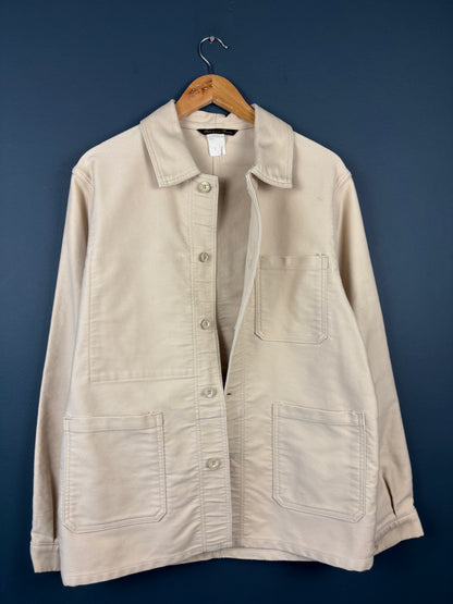 True Vintage 1970s Deadstock Cream Moleskin French Chore Jacket (M)