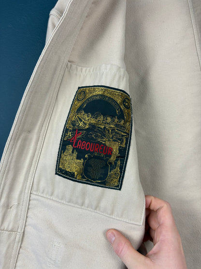 True Vintage 1970s Deadstock Cream Moleskin French Chore Jacket (M)