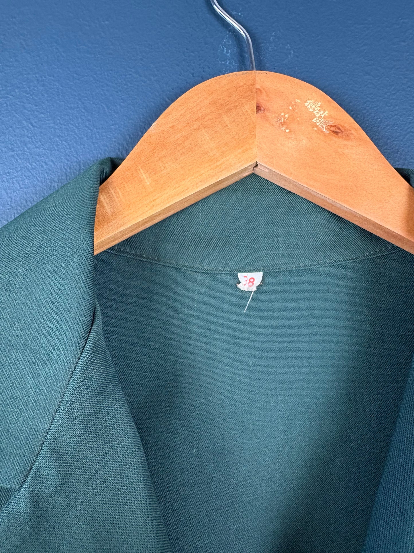 True Vintage 1960s Deadstock French Forest Green Long Work Coat (M)