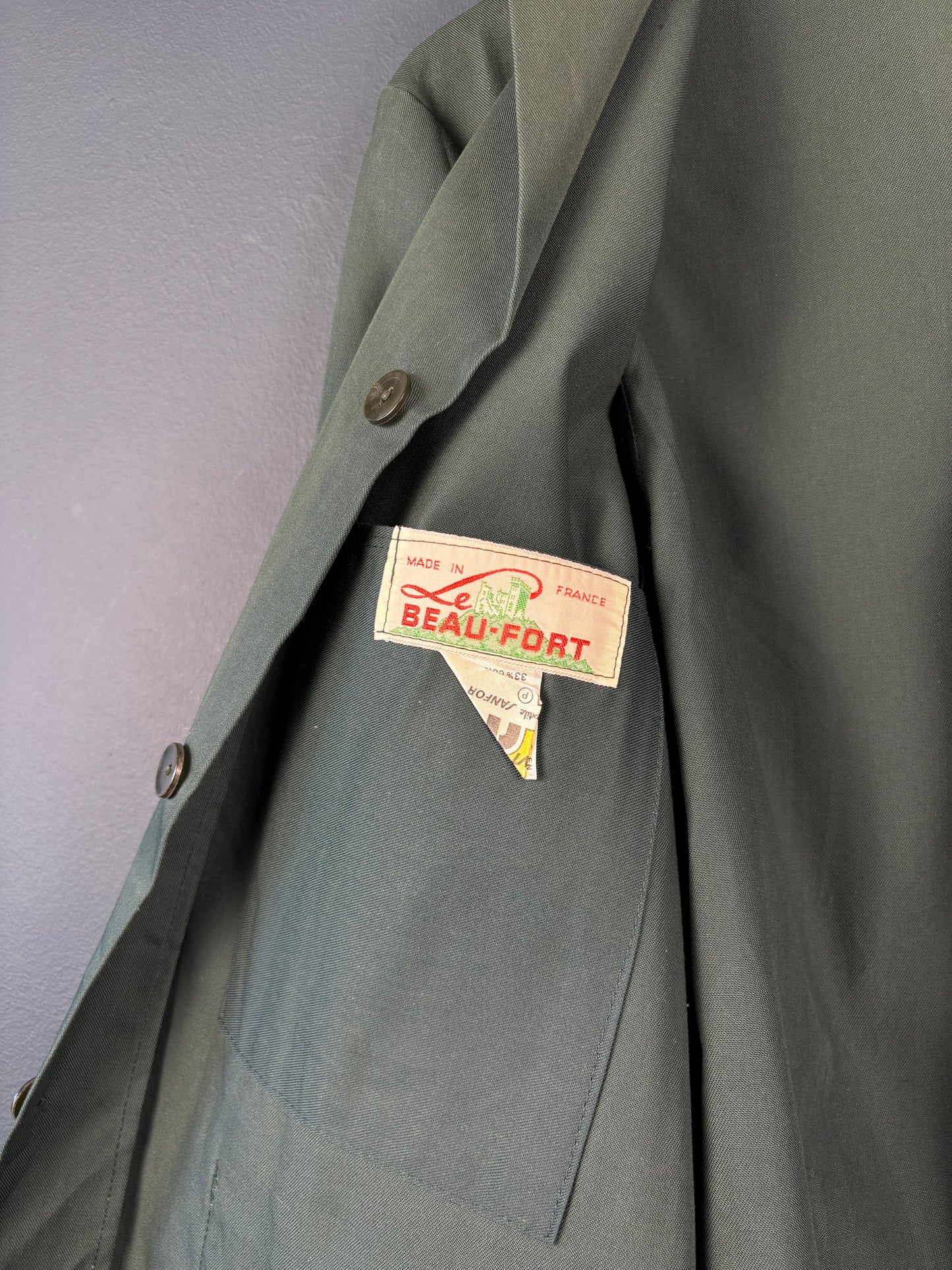 True Vintage 1960s Deadstock French Forest Green Long Work Coat (M)