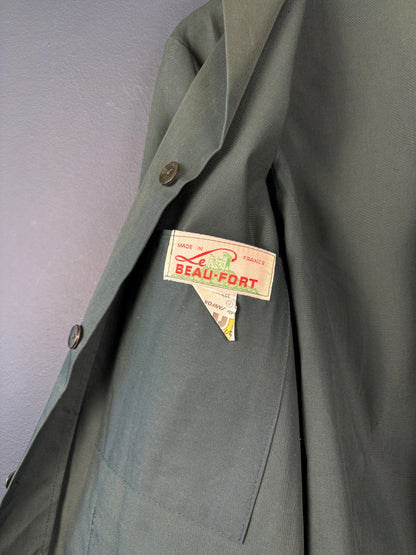 True Vintage 1960s Deadstock French Forest Green Long Work Coat (M)