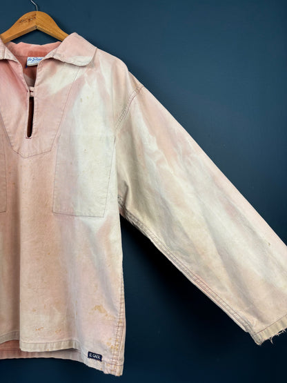 True Vintage 1950s Pink Sun Faded French Fisherman Smock Jacket (M)