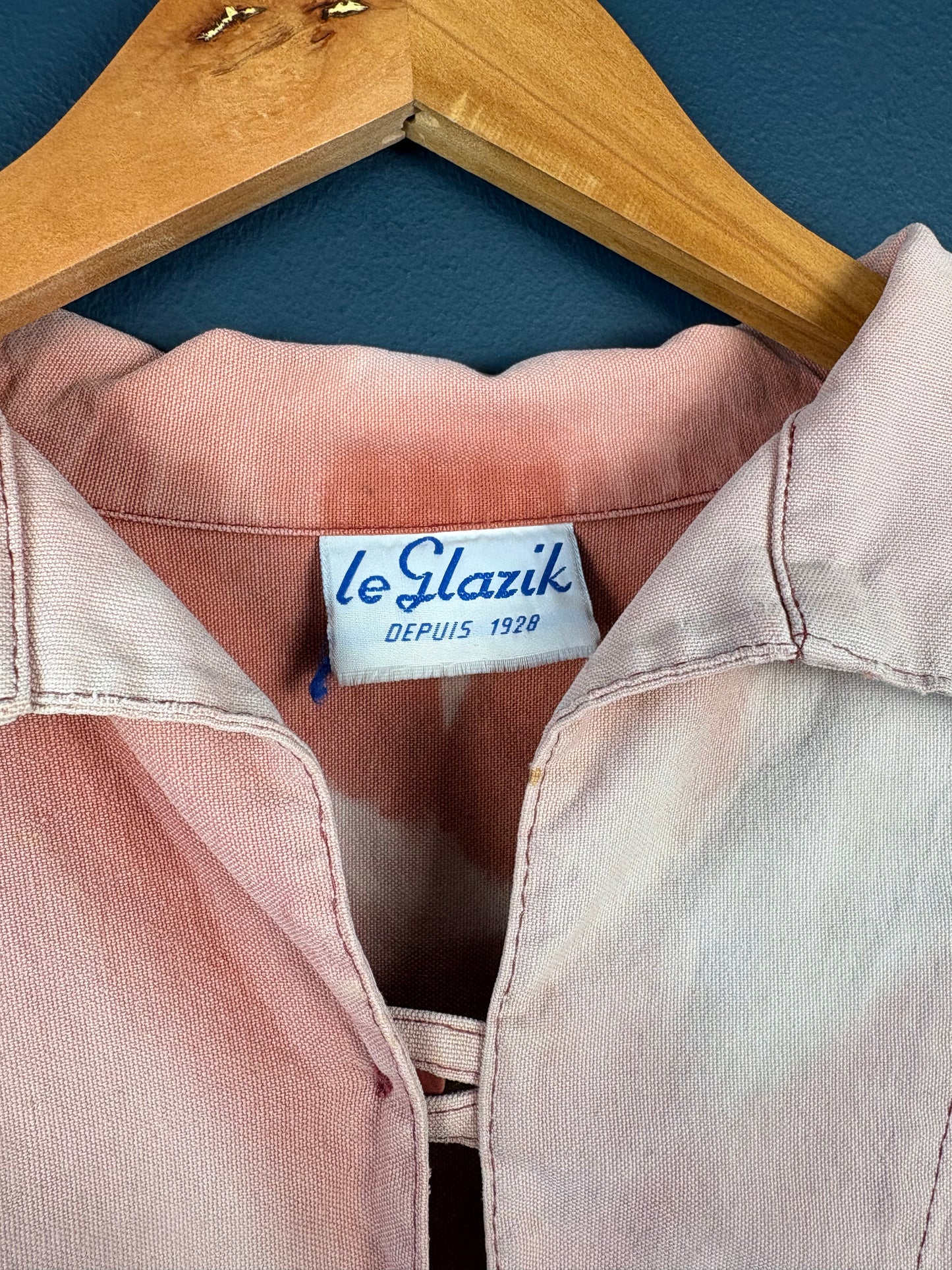 True Vintage 1950s Pink Sun Faded French Fisherman Smock Jacket (M)