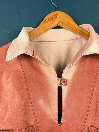 True Vintage 1950s Pink Sun Faded French Fisherman Smock Jacket (M)
