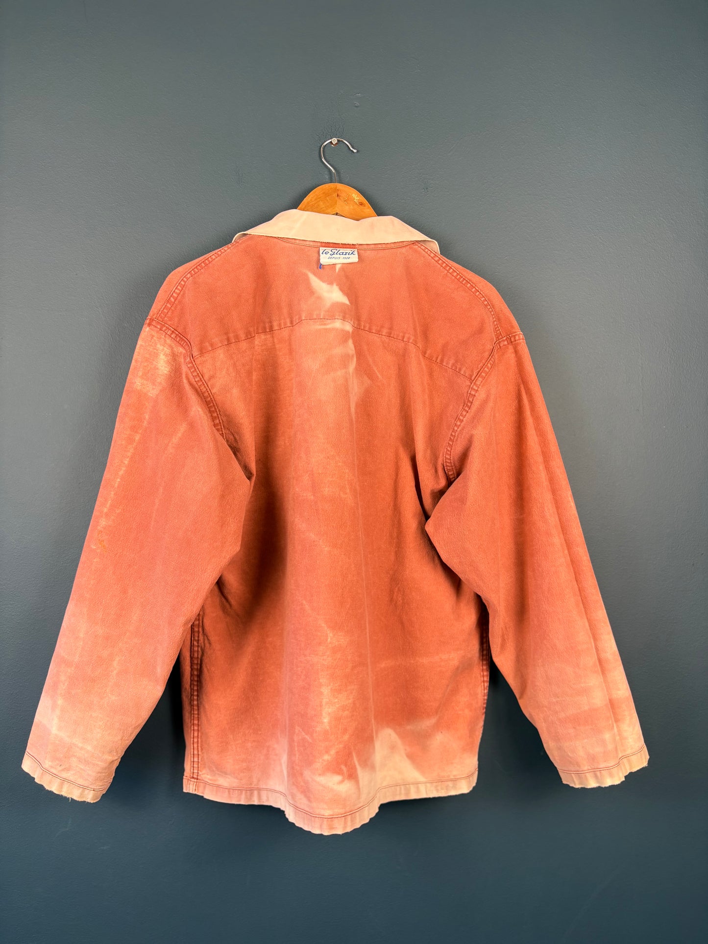 True Vintage 1950s Pink Sun Faded French Fisherman Smock Jacket (M)