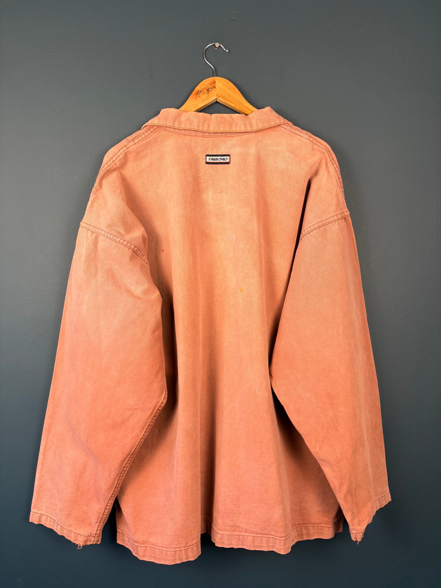 True Vintage 1970s Maroon Sun Faded French Fisherman Smock Jacket (XL)