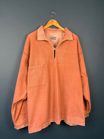 True Vintage 1970s Maroon Sun Faded French Fisherman Smock Jacket (XL)