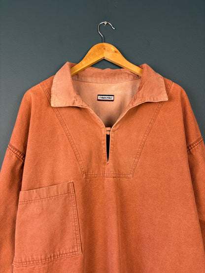 True Vintage 1970s Maroon Sun Faded French Fisherman Smock Jacket (XL)
