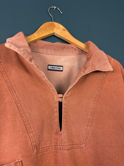 True Vintage 1970s Maroon Sun Faded French Fisherman Smock Jacket (XL)