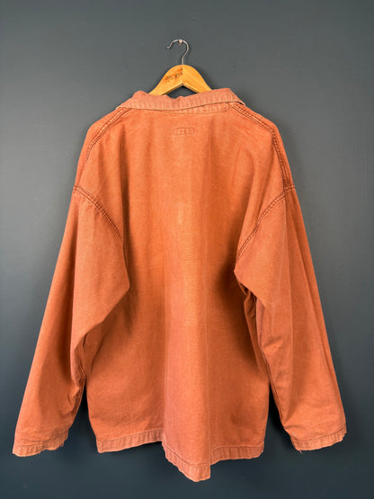 True Vintage 1970s Maroon Sun Faded French Fisherman Smock Jacket (XL)
