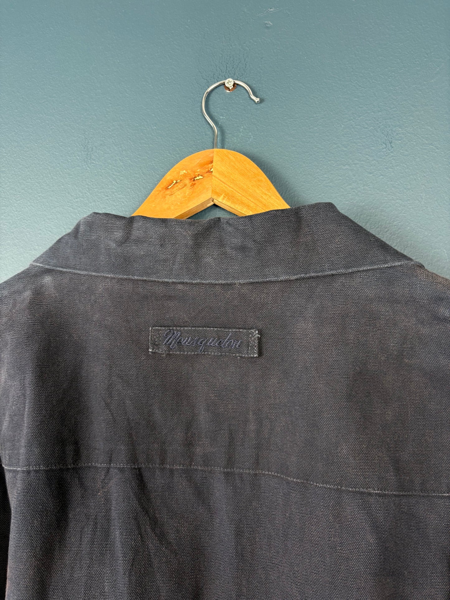 True Vintage 1970s Faded Black Fisherman Smock Jacket (XL)