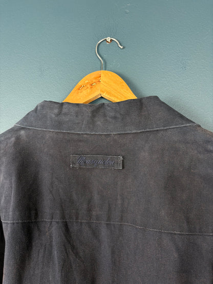 True Vintage 1970s Faded Black Fisherman Smock Jacket (XL)